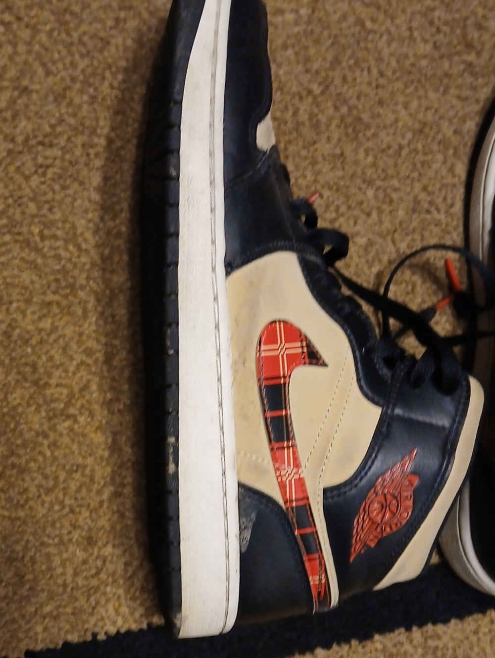 Jordan Kids Navy, Cream and Red High-Top Sneakers
